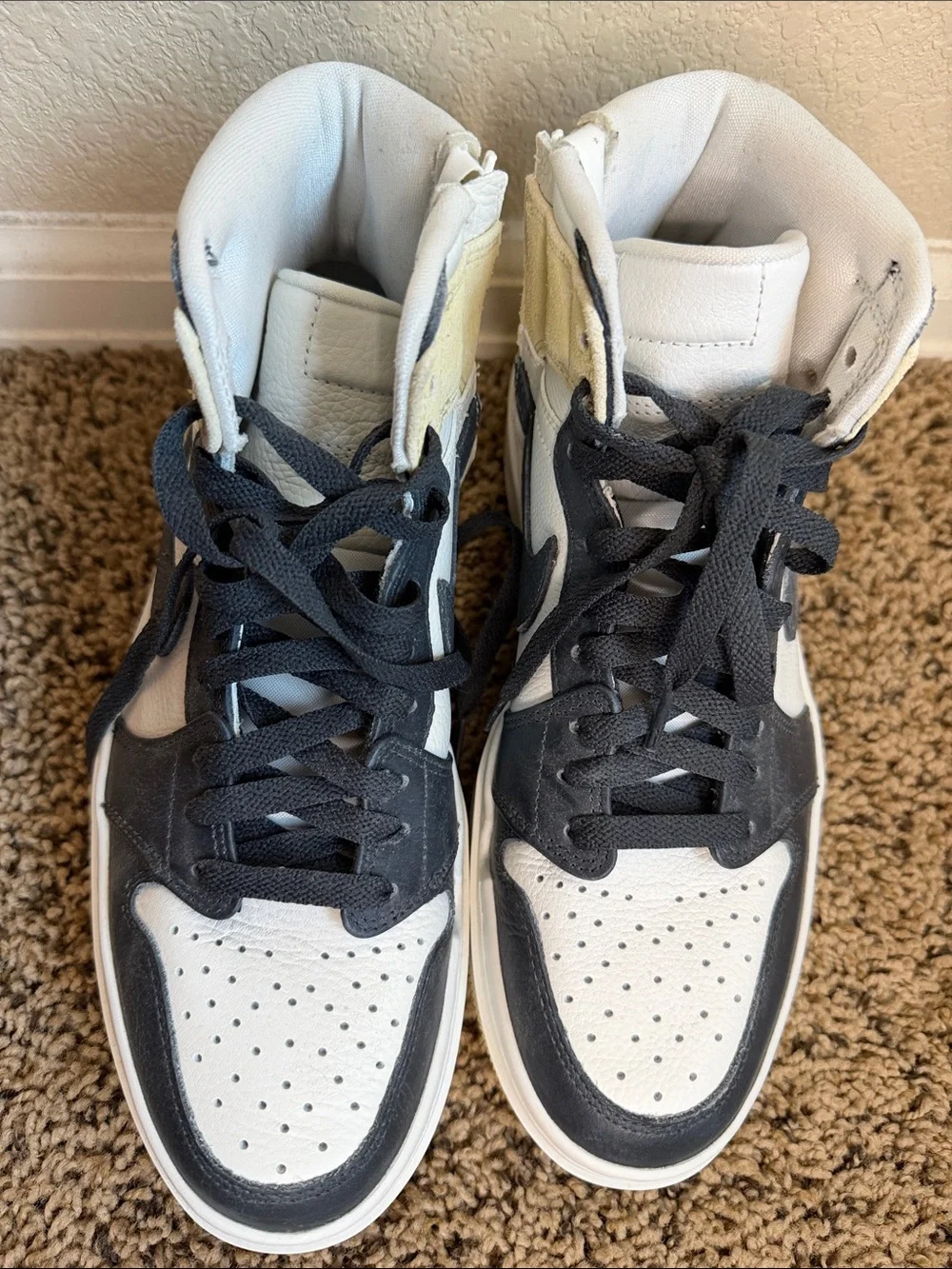 Jordan High-Top Sneakers in Black, White & Cream